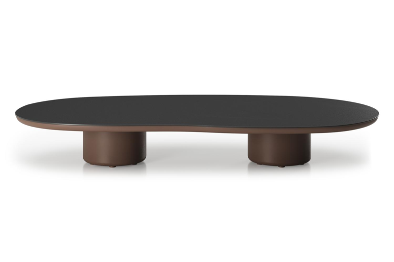 Amico loungetafel organisch in taupe aluminium en volkeramiek Nero Black - L 170 x B 91 x H 25 cm