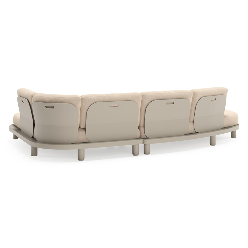 Donato loungehoek in beige aluminium met all weather sunbrella® luxe Heritage Papyrus kussen