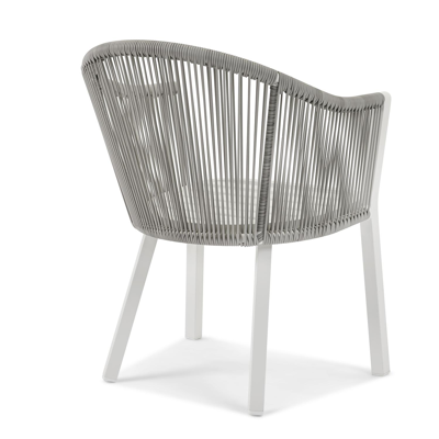 Nano tuinstoel in wit aluminium en grijs verticaal geweven rope