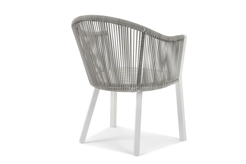 Nano tuinstoel in wit aluminium en grijs verticaal geweven rope