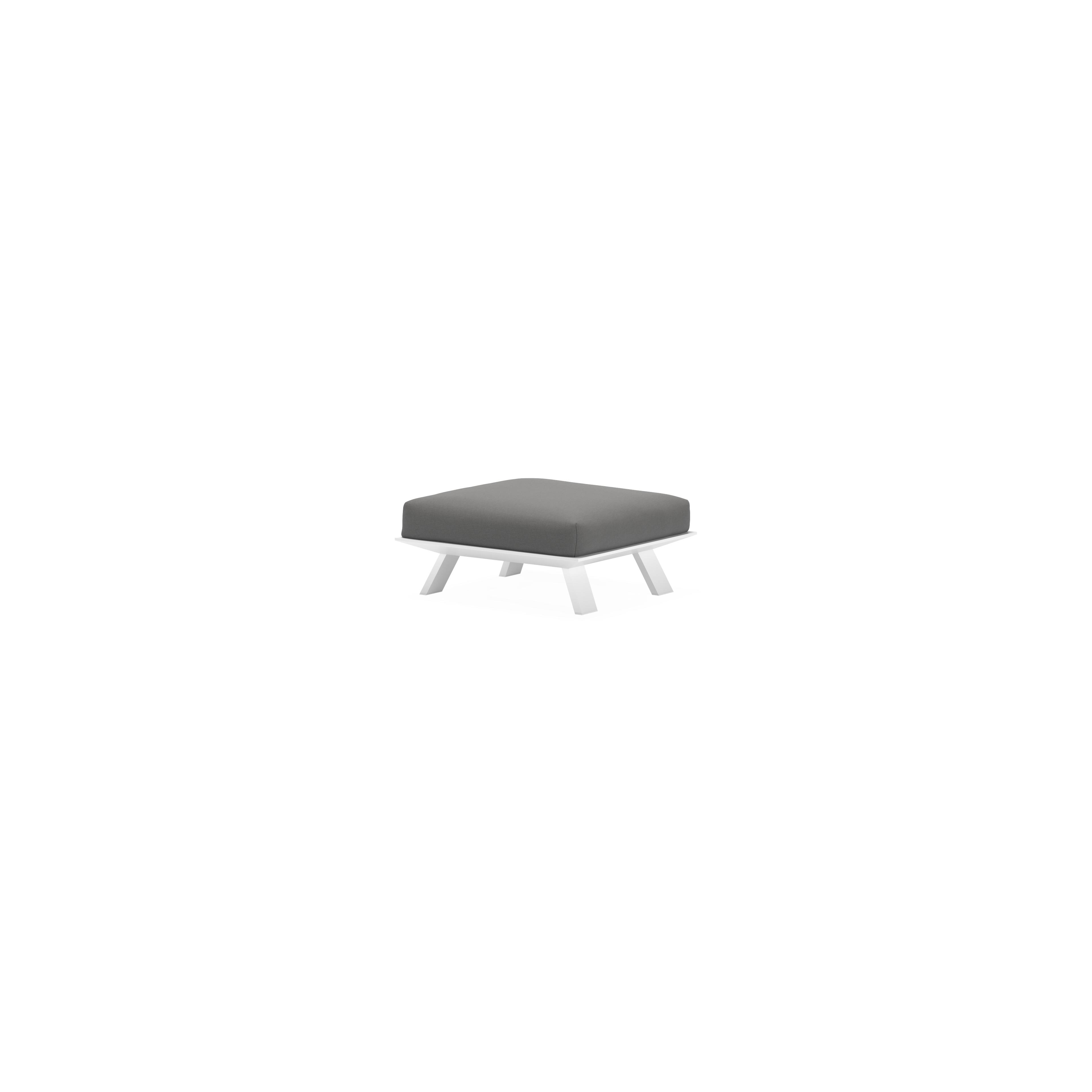 Pouf Cesano en aluminium blanc avec coussin en All Weather Sunbrella® luxe natte charcoal chine