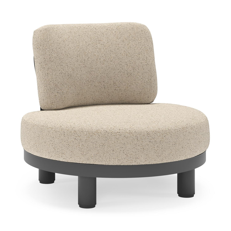 Fauteuil de jardin Donato en aluminium noir et coussins en all weather cosytica Bora Desert