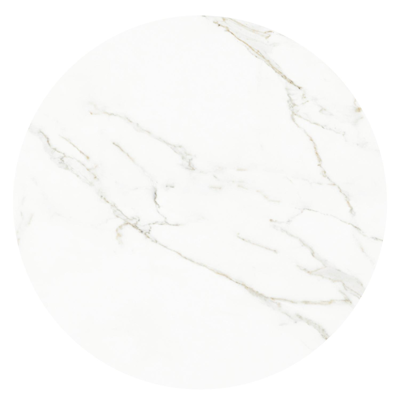 Table de jardin Fano en aluminium blanc et céramique pleine calacatta - Dia. 85 x H 75 cm