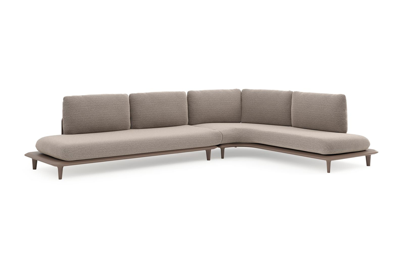 Bomero loungehoek in taupe aluminium met wander manioc all weather sunbrella® luxe kussen