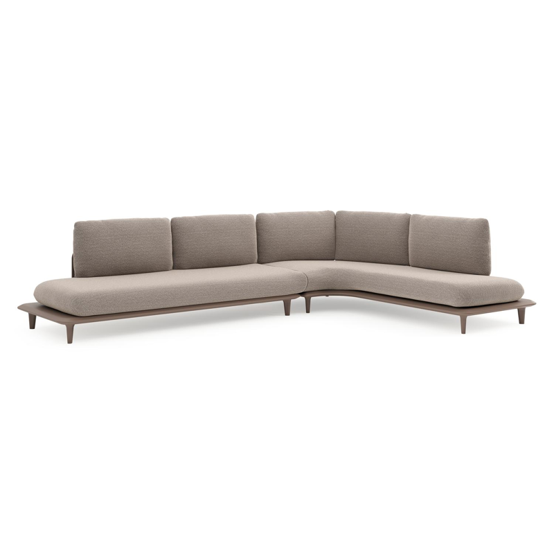 Bomero loungehoek in taupe aluminium met wander manioc all weather sunbrella® luxe kussen