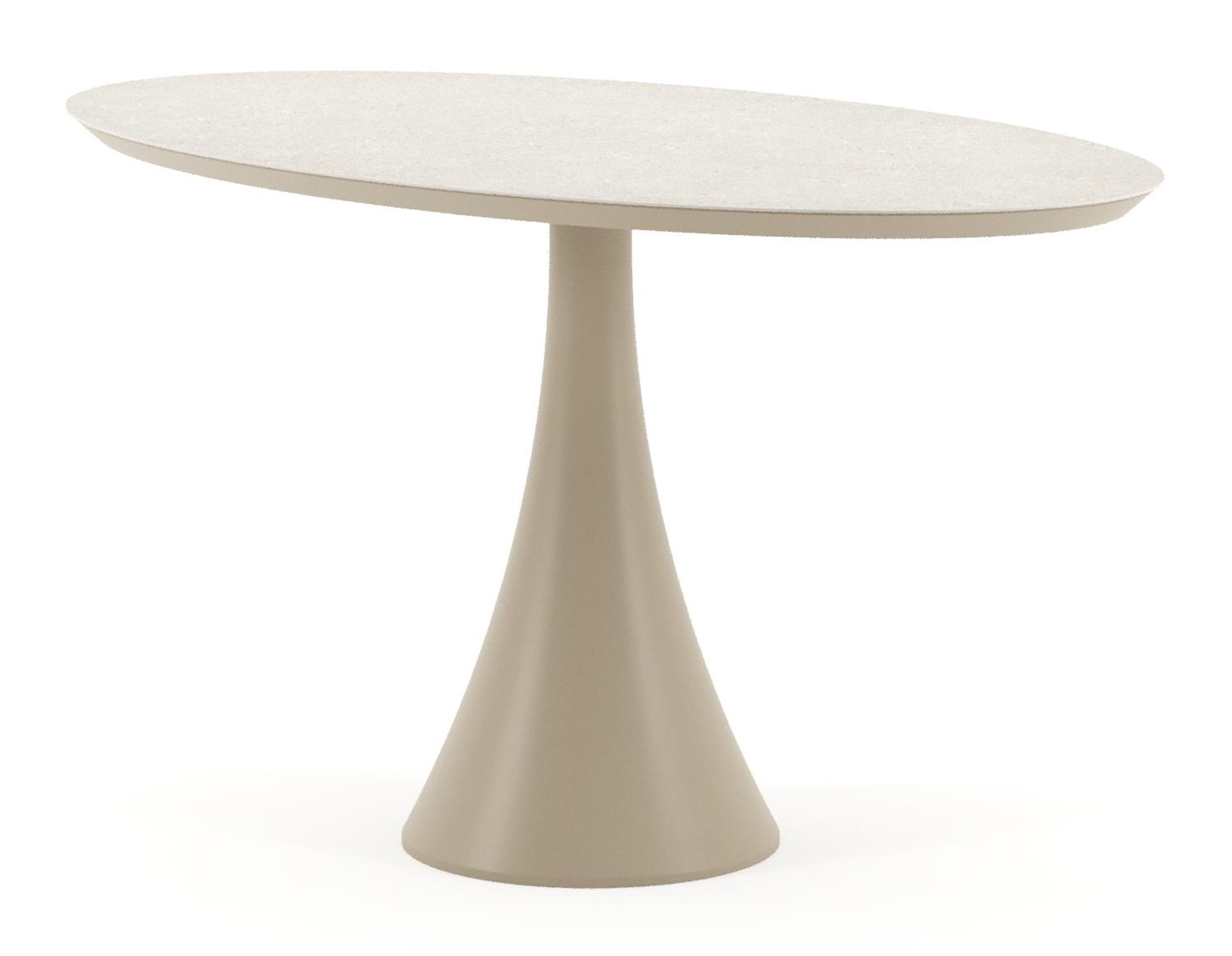Fano tuintafel ovaal in beige aluminium en volkeramiek Shilin - L 140 x B 80 x H 74.5 cm