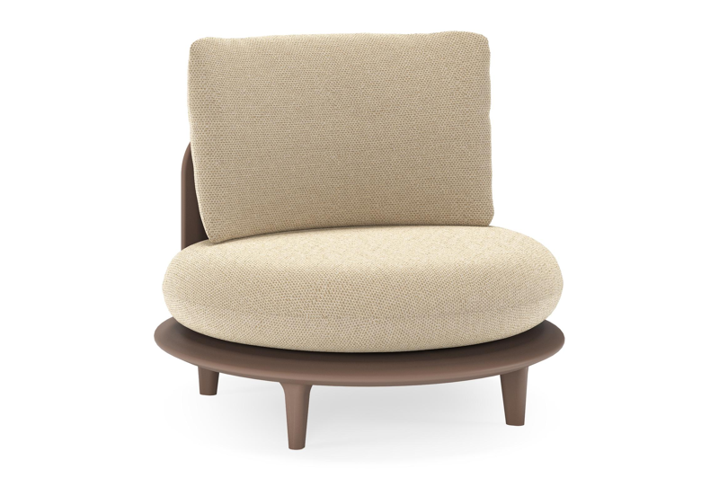 Bomero loungestoel in taupe aluminium met althea camel all weather cosytica kussen