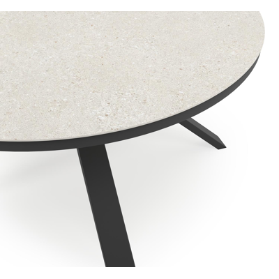 Table de jardin Cesano en aluminium noir et céramique pleine shilin - Dia. 148 x H 74,5 cm