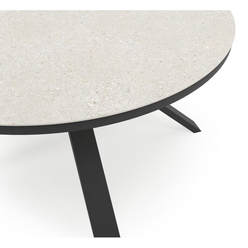 Cesano tuintafel in zwart aluminium en volkeramiek shilin - Dia. 148 x H 74,5 cm