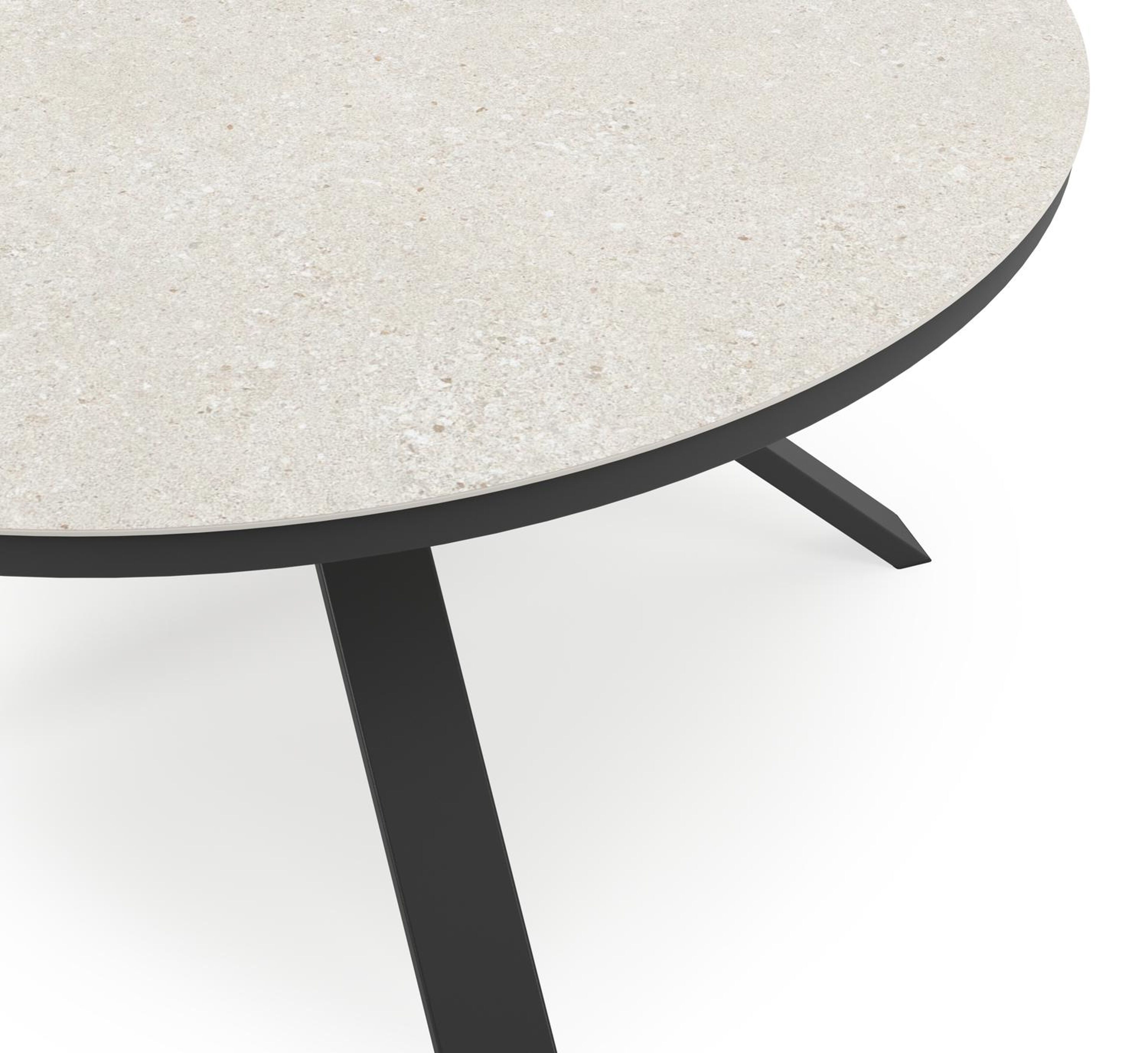 Table de jardin Cesano en aluminium noir et céramique pleine shilin - Dia. 148 x H 74,5 cm