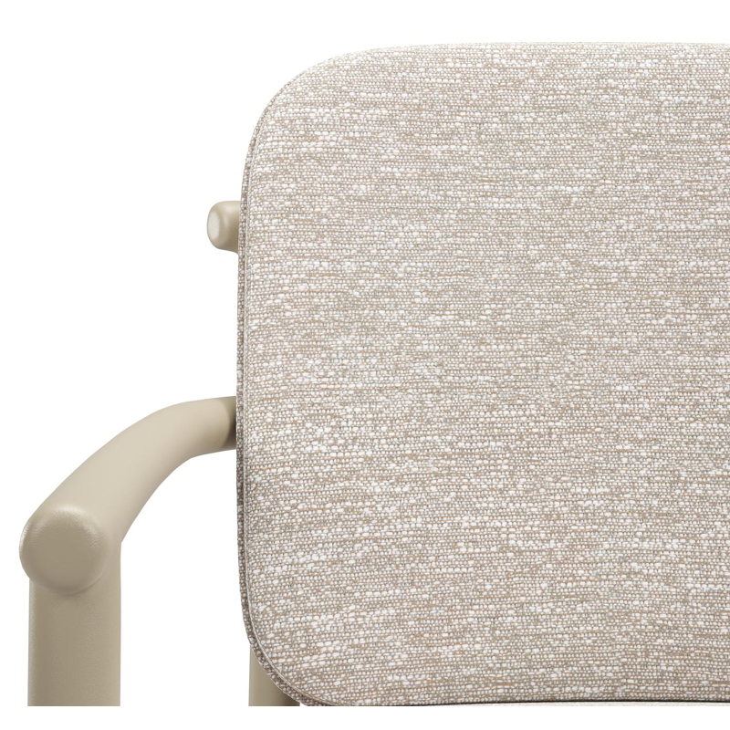 Bono stapelbare tuinstoel in beige aluminium met stoelkussen in All Weather Sunbrella® Luxe Tundra Sand
