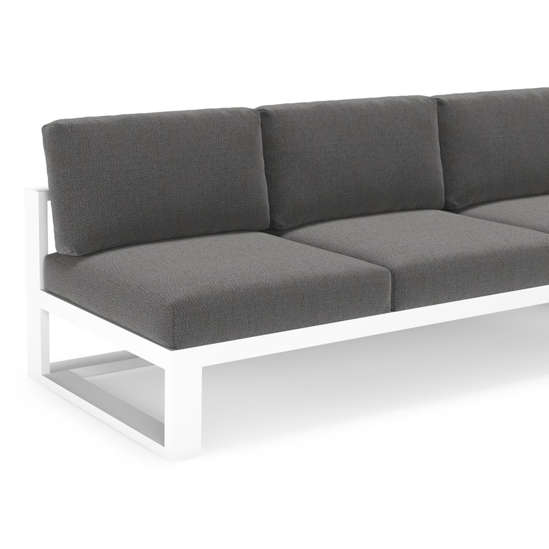 Verato loungehoek in wit aluminium met savane tornado all weather sunbrella® luxe kussen