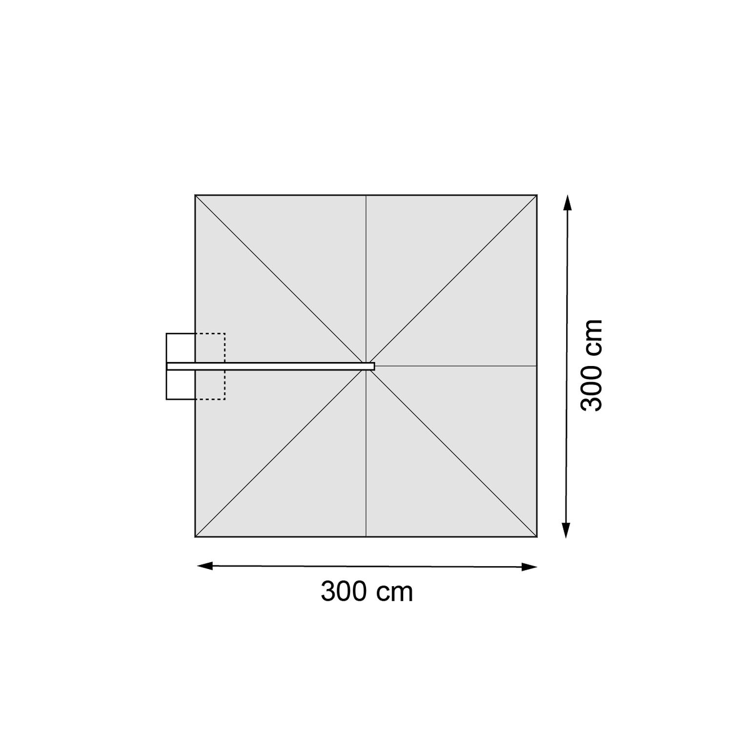 Rufina zweefparasol met tiltfunctie in zwart aluminium met beige all weather sunbrella® premium parasoldoek - L1 300 x L2 300 cm (zonder voet)