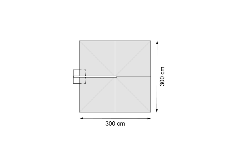 Avola zweefparasol met tiltfunctie in zwart aluminium met grijs weather+ softtouch parasoldoek - L1 300 x L2 300 cm (met voet)