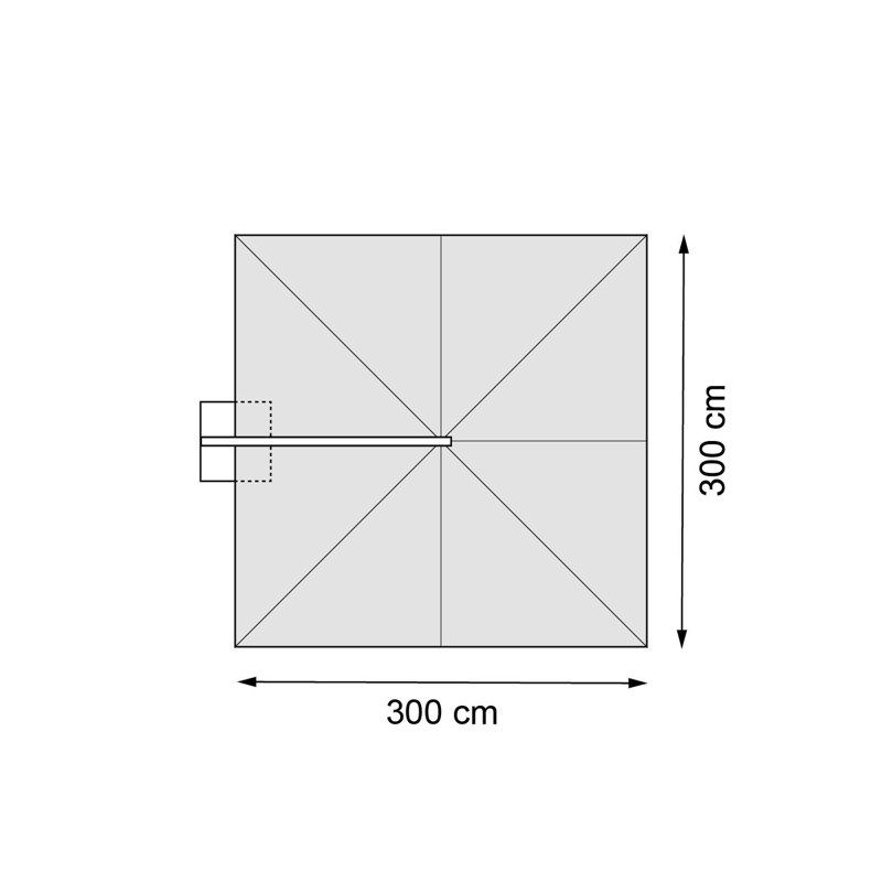 Avola zweefparasol met tiltfunctie in zwart aluminium met zwart weather+ softtouch parasoldoek - L1 300 x L2 300 cm (met voet)