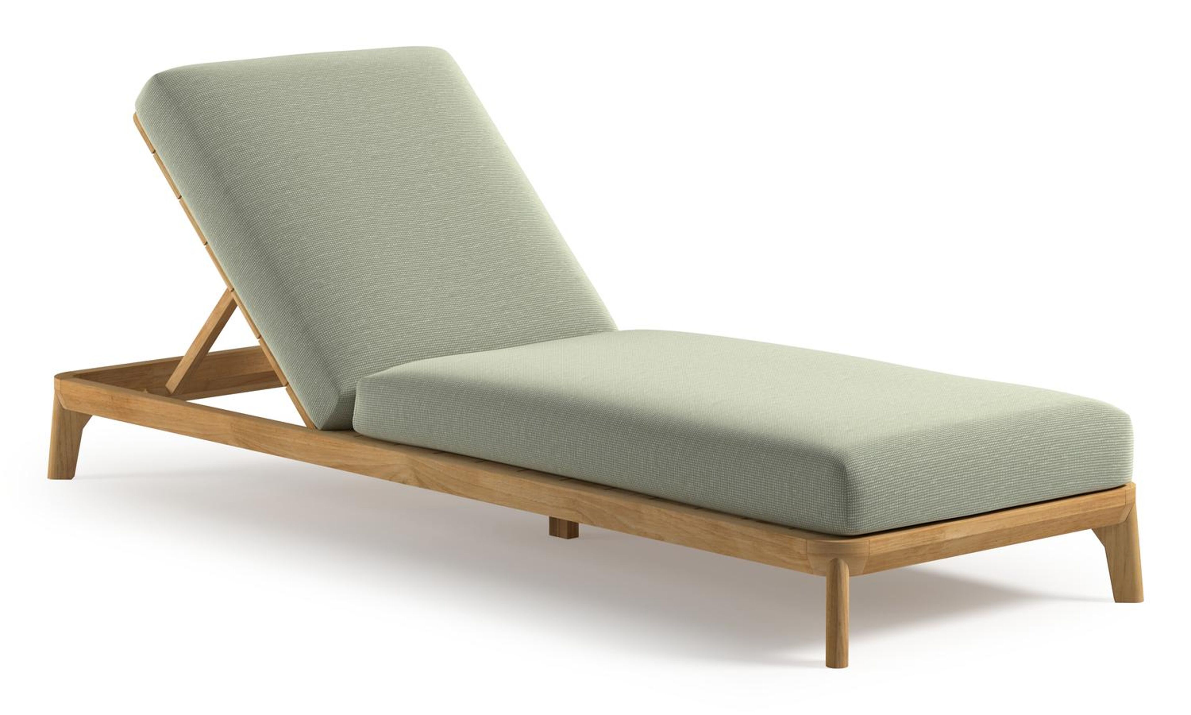 Orso verstelbaar ligbed in teak met slow spirea all weather Sunbrella® luxe kussen