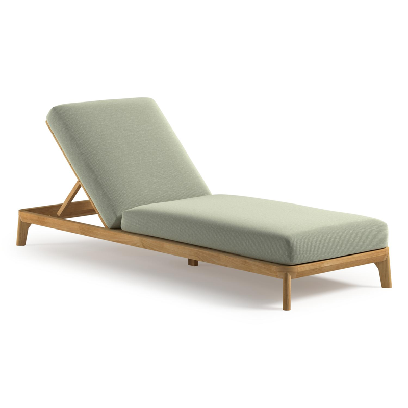 Orso verstelbaar ligbed in teak met slow spirea all weather Sunbrella® luxe kussen