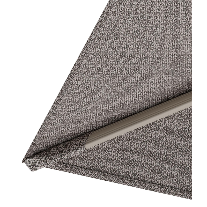Parasol pendant Rufina avec fonction tilt en aluminium beige et toile de parasol All Weather Sunbrella® Luxe Wander Granite - Lg.1 400 x Lg.2 300 cm avec pied de parasol Minore 150 kg avec roulettes