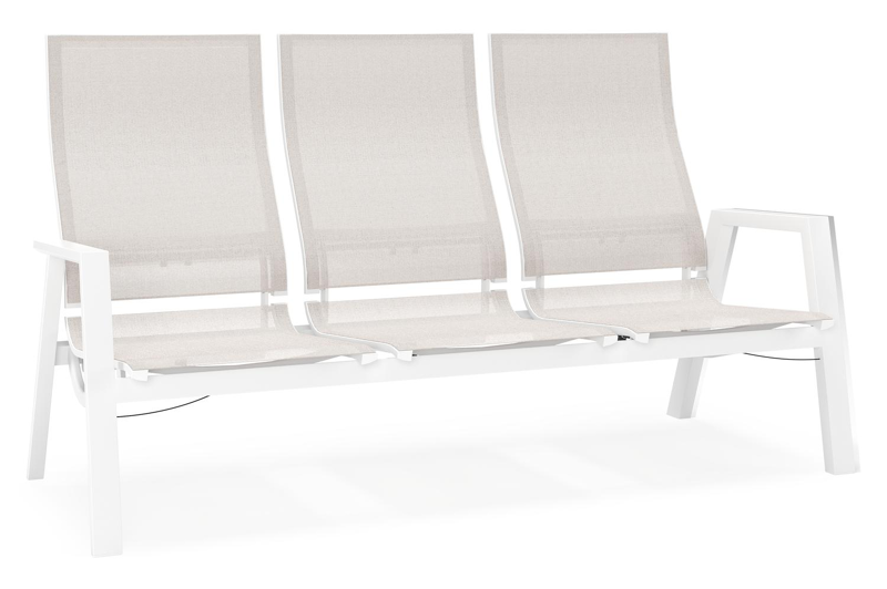 Prato loungebank in wit aluminium met beige weather+ softtouch kussen