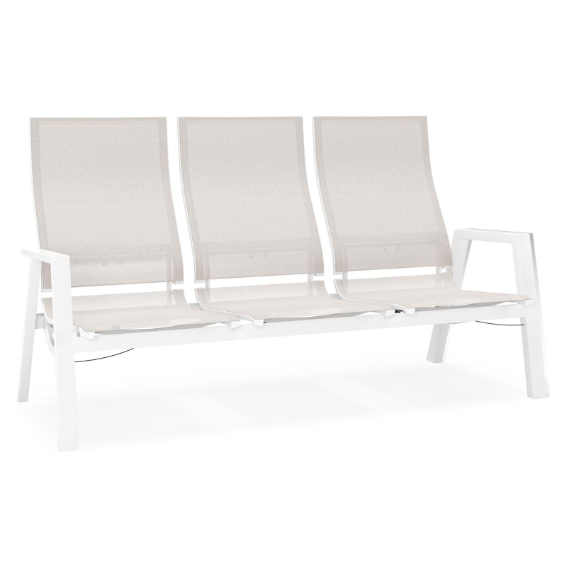 Prato loungebank in wit aluminium met beige weather+ softtouch kussen