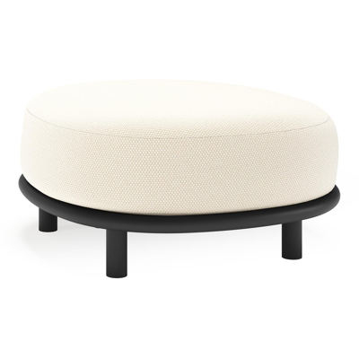 Lupino poef in zwart aluminium met althea off white all weather cosytica kussen