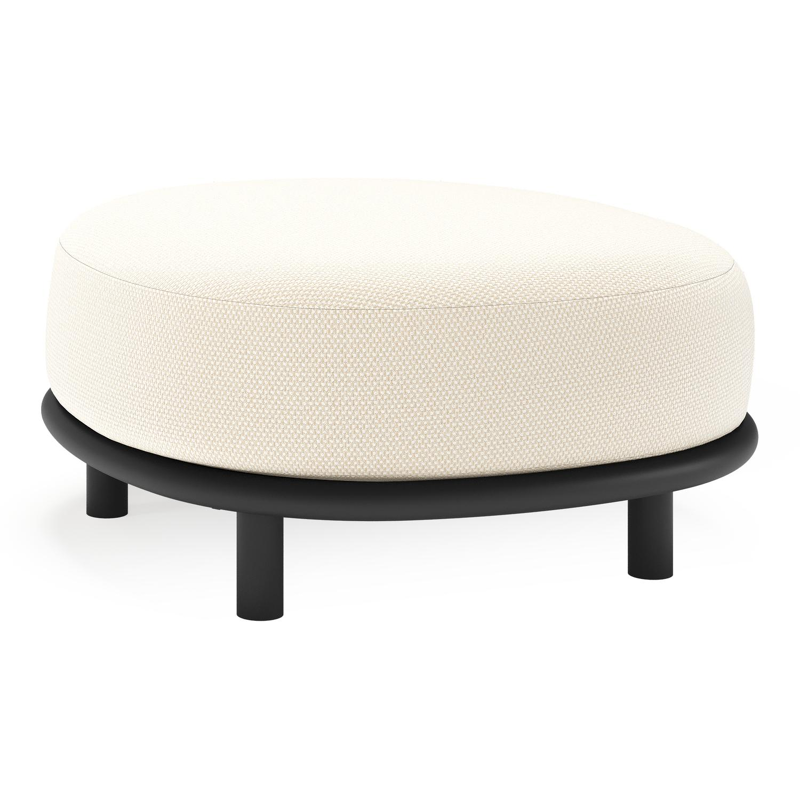 Lupino poef in zwart aluminium met althea off white all weather cosytica kussen