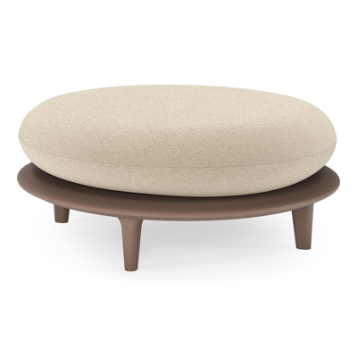 Bomero poef in taupe aluminium met althea chalk all weather cosytica kussen