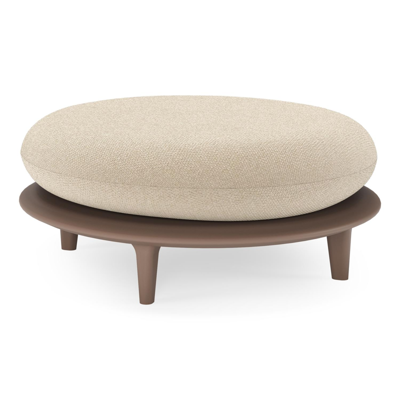 Bomero poef in taupe aluminium met althea chalk all weather cosytica kussen