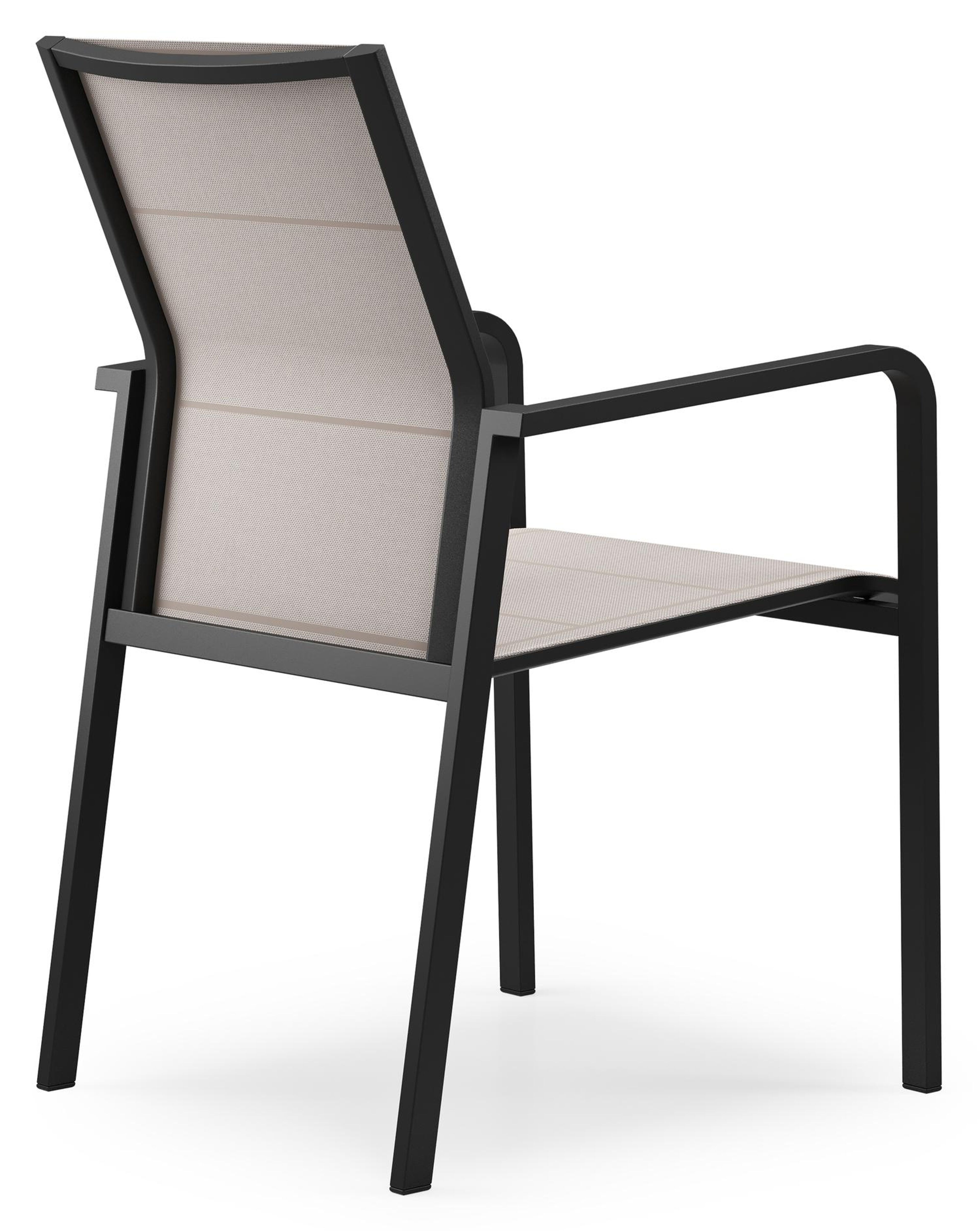 Como stapelbare tuinstoel in zwart aluminium en beige textilene