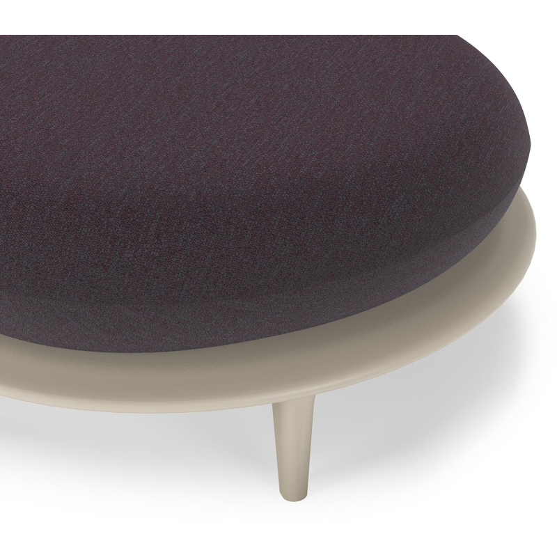 Pouf Bomero en aluminium beige et coussins en all weather sunbrella® luxe tundra red