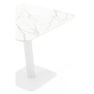 Fano kantelbare tuintafel vierkant afgerond in wit aluminium en volkeramiek calacatta - L 80 x B 80 x H 72.5 cm