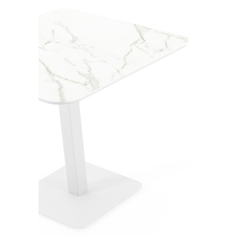 Fano kantelbare tuintafel vierkant afgerond in wit aluminium en volkeramiek calacatta - L 80 x B 80 x H 72.5 cm