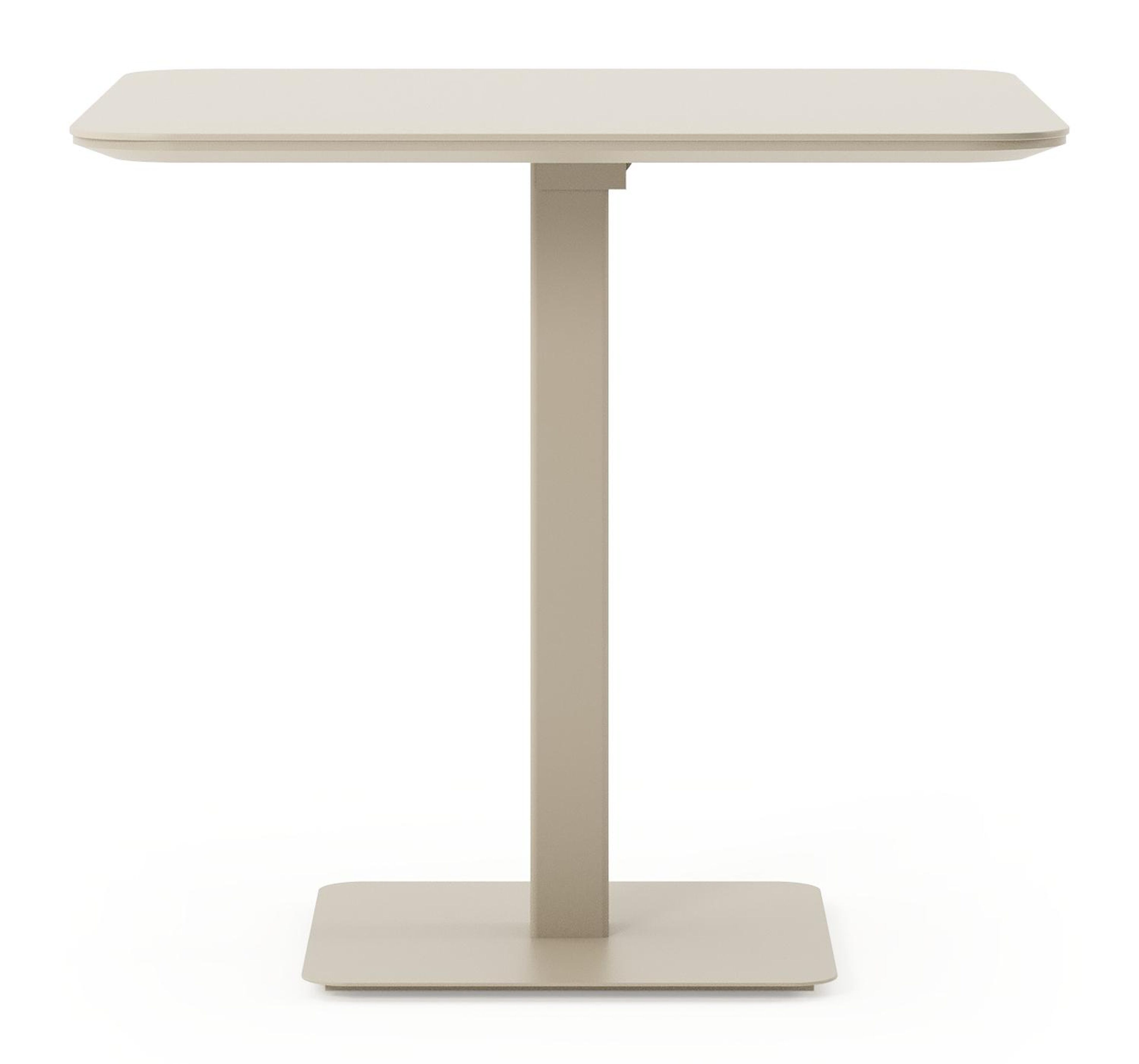 Table de jardin Fano inclinable carré arrondi en aluminium beige - Lg. 80 x Lrg. 80 x Haut. 73 cm