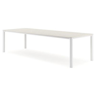 Orso tuintafel rechthoekig afgerond in wit aluminium en volkeramiek shilin - L 290 x B 110 x H 73.5 cm