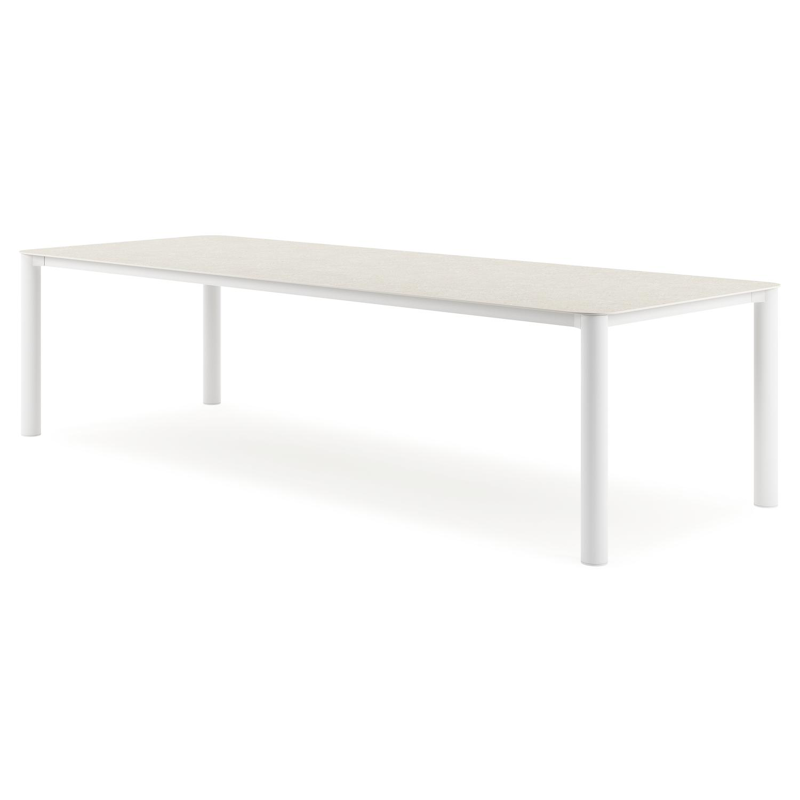 Orso tuintafel rechthoekig afgerond in wit aluminium en volkeramiek shilin - L 290 x B 110 x H 73.5 cm