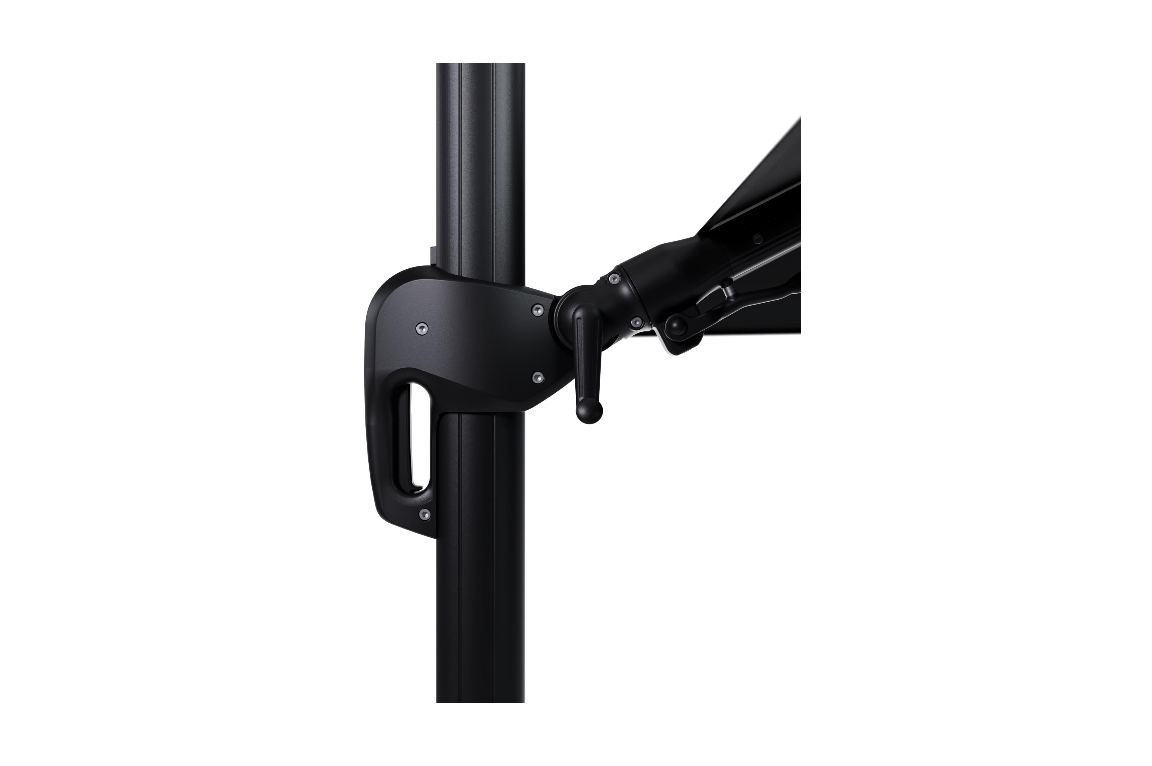 Rufina zweefparasol met tiltfunctie in zwart aluminium met zwart sunbrella® premium parasoldoek - L1 300 x L2 300 cm (zonder voet)