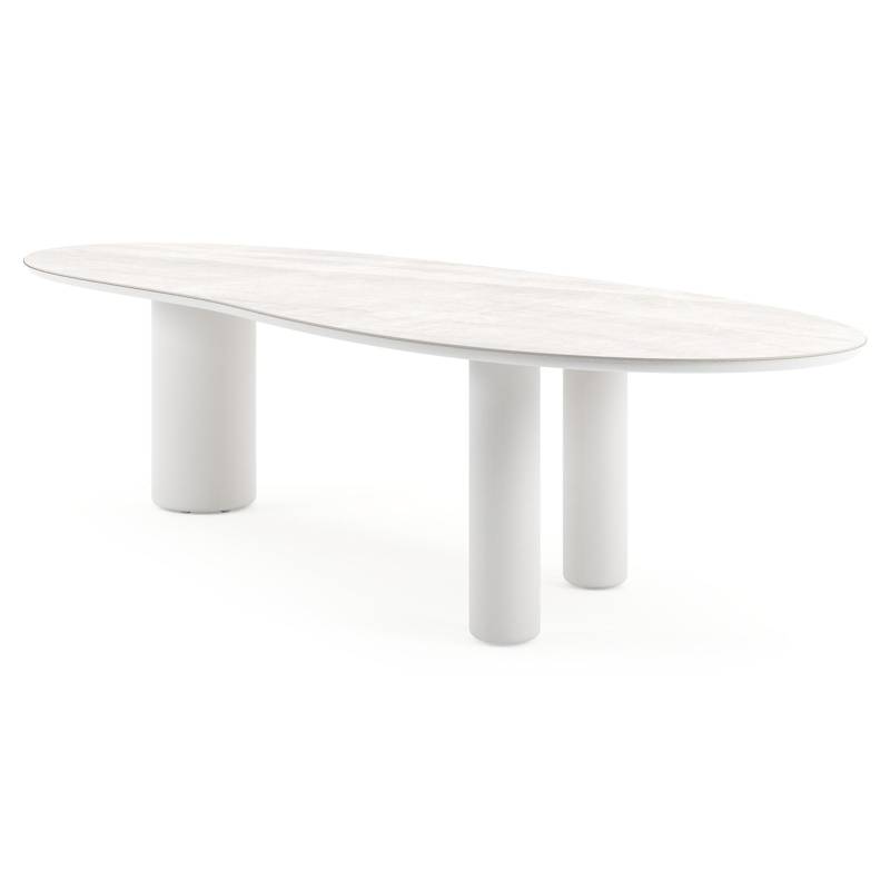 Amico tuintafel organisch in wit aluminium en volkeramiek Taj Mahal - L 320 x B 120 x H 73.5 cm