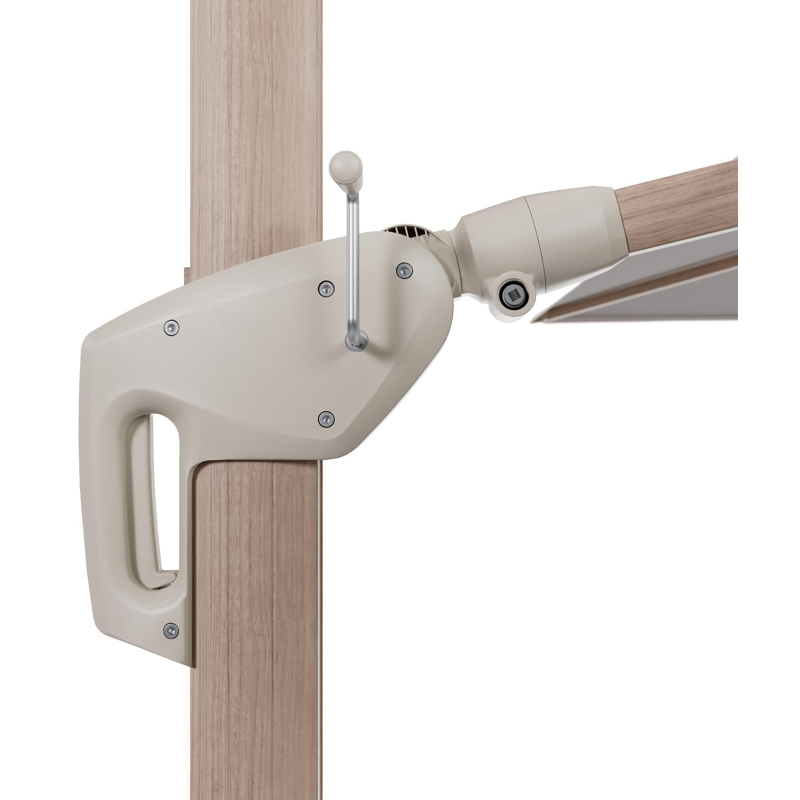 Parasol pendant Minore avec fonction tilt en aluminium aspect de bois et toile de parasol All Weather Solica Ego Eggshell - Lg.1 400 x Lg.2 300 cm (sans pied de parasol)