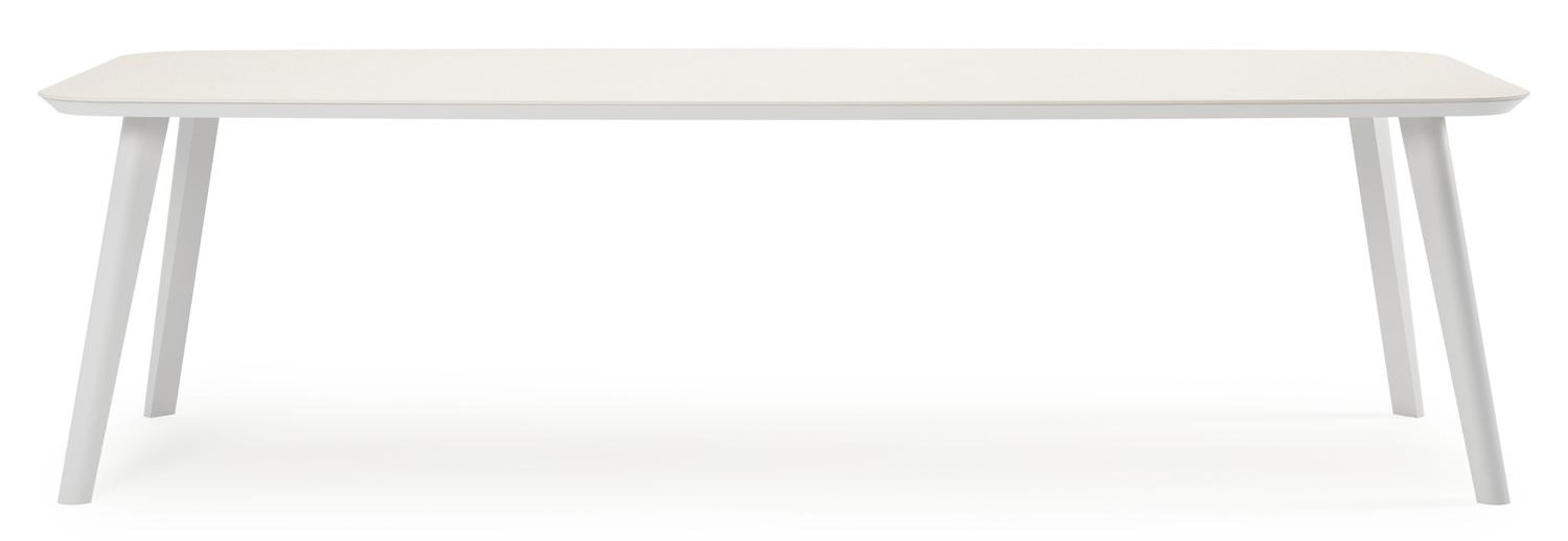 Mosa bootvormige tuinset in wit aluminium en sintered stone crema minerale met 10 Amalfi tuinstoelen