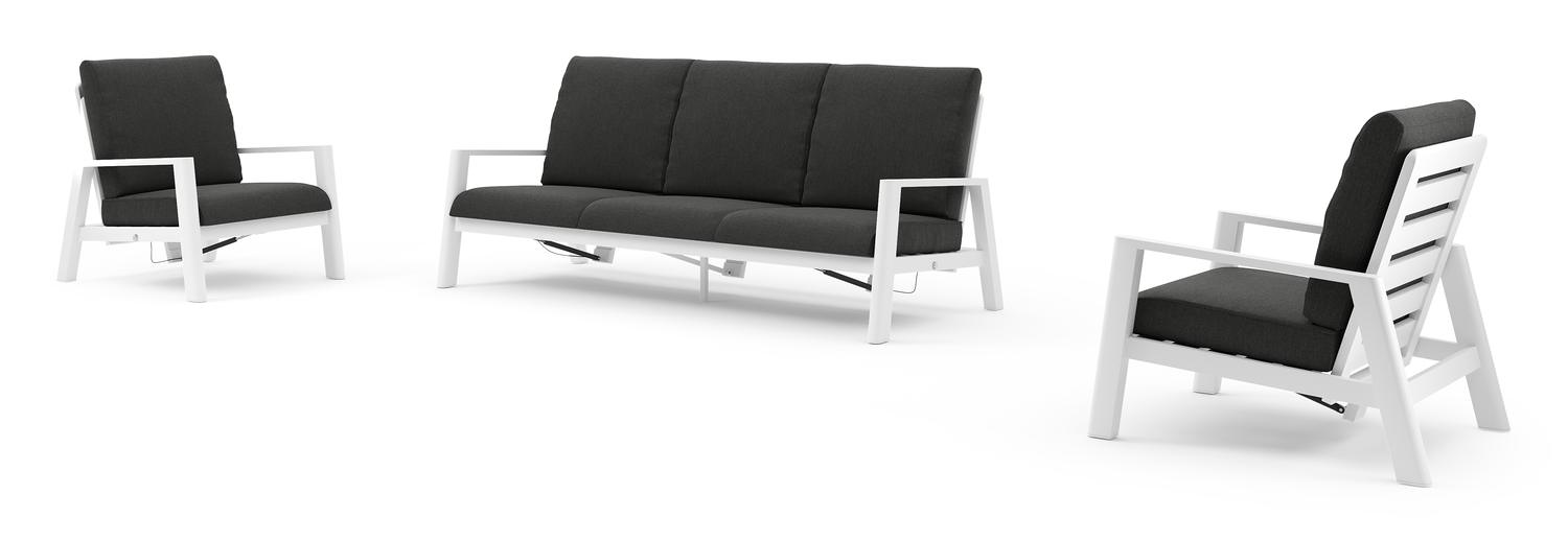 Cirello loungeset in wit aluminium met chartres sooty all weather sunbrella® luxe kussen