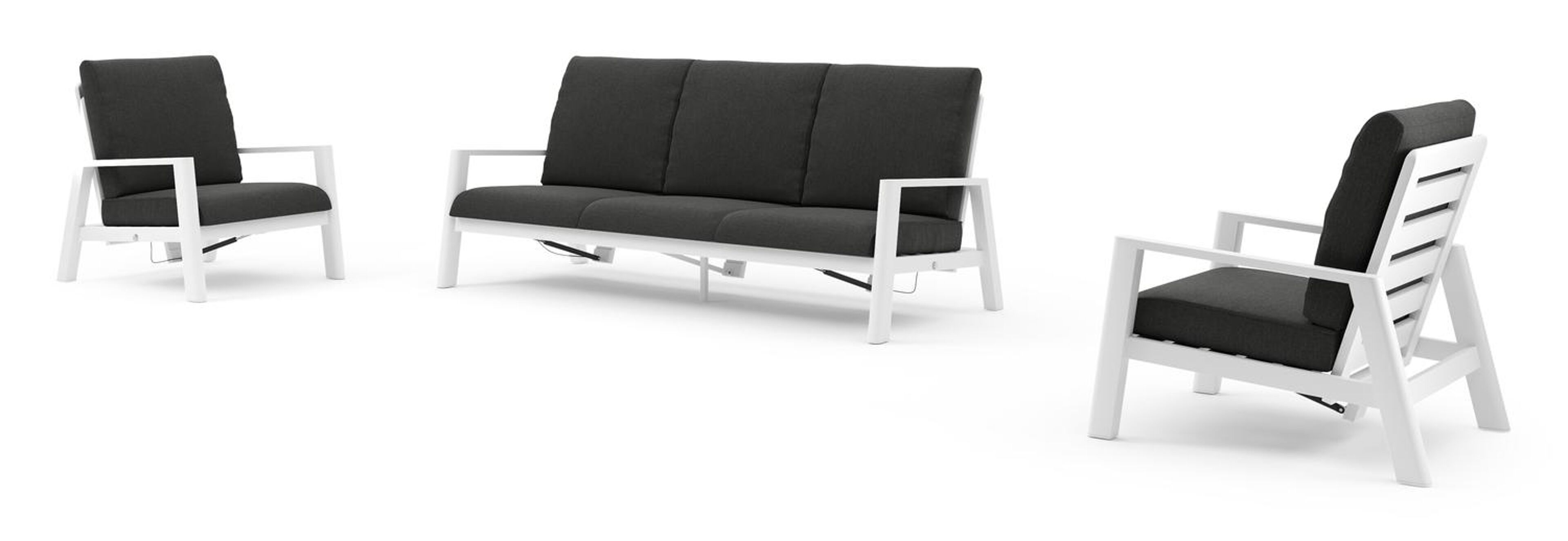 Cirello loungeset in wit aluminium met chartres sooty all weather sunbrella® luxe kussen