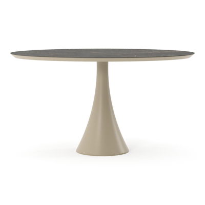 Fano tuintafel ovaal in beige aluminium en volkeramiek Black Obsession - L 140 x B 80 x H 74.5 cm