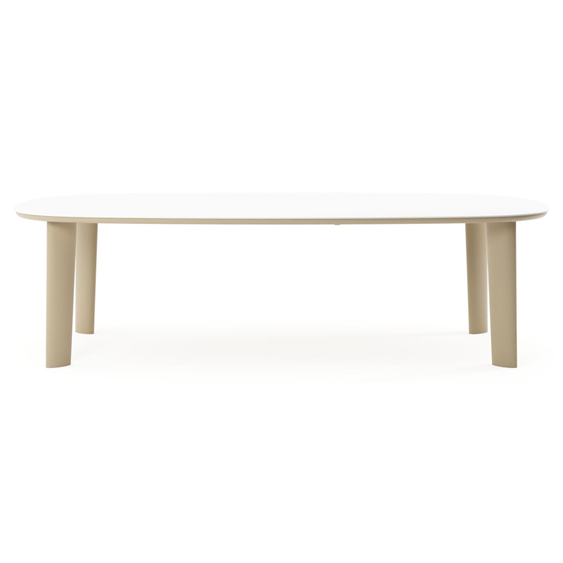 Amico tuintafel bombo xl in beige aluminium en volkeramiek Arctic White - L 270 x B 148 x H 73.5 cm