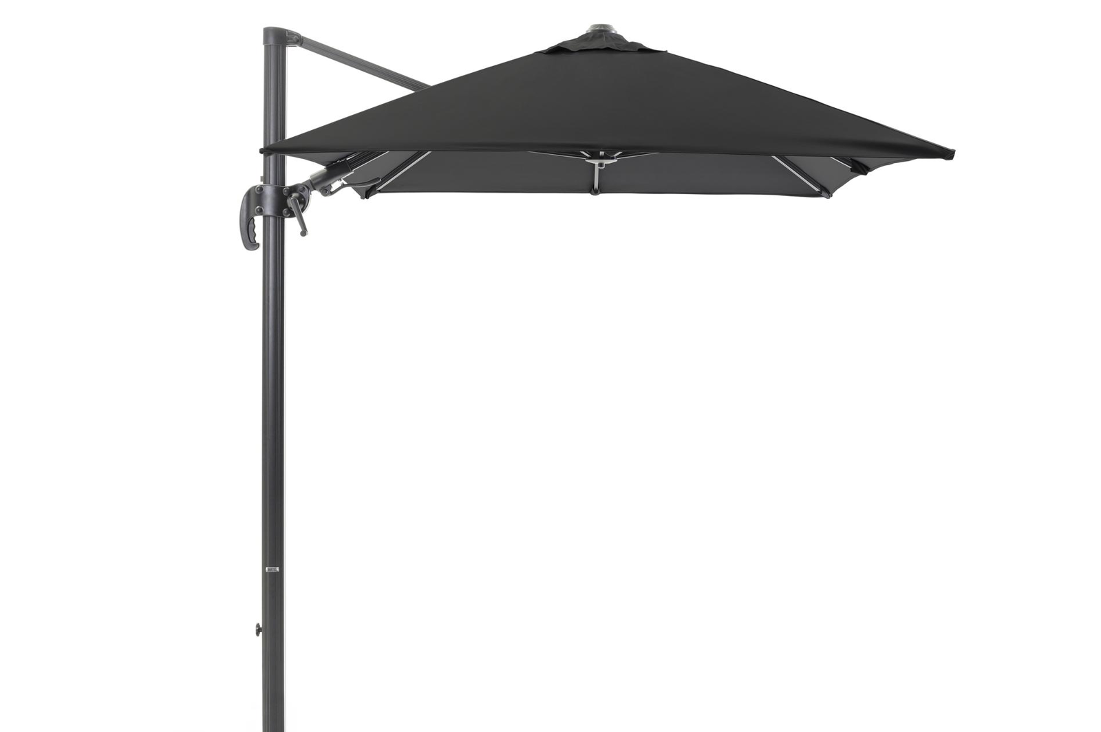 Parasol pendant Avola avec fonction tilt en aluminium noir avec toile de parasol en all weather sunbrella® premium noir - Larg1 200 x Larg2 300 cm (sans pied de parasol)