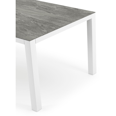 Como tuintafel in wit aluminium en volkeramiek Aspen Grey - L 160 x B 100 x H 75 cm