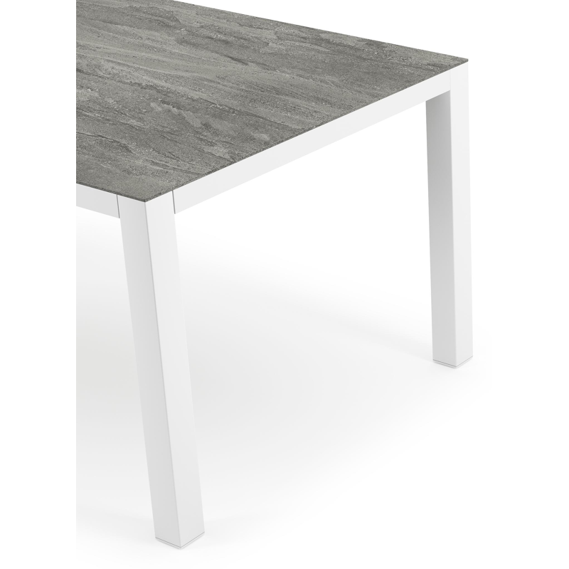 Como tuintafel in wit aluminium en volkeramiek Aspen Grey - L 160 x B 100 x H 75 cm
