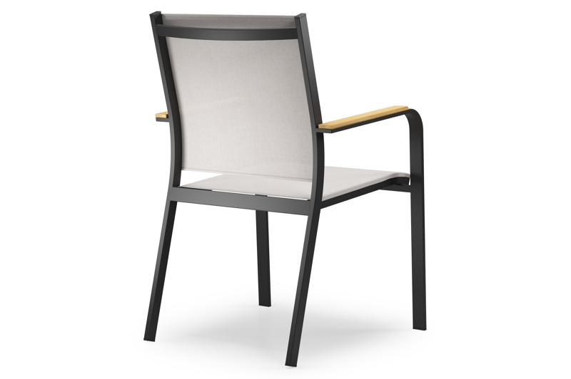 Amalfi rechthoekige uitschuifbare tuinset in zwart aluminium en teak naturel met 8 Amalfi tuinstoelen