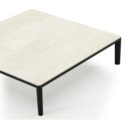Tolosa loungetafel in zwart aluminium met sintered stone beige - L 90 x B 90 x H 38 cm