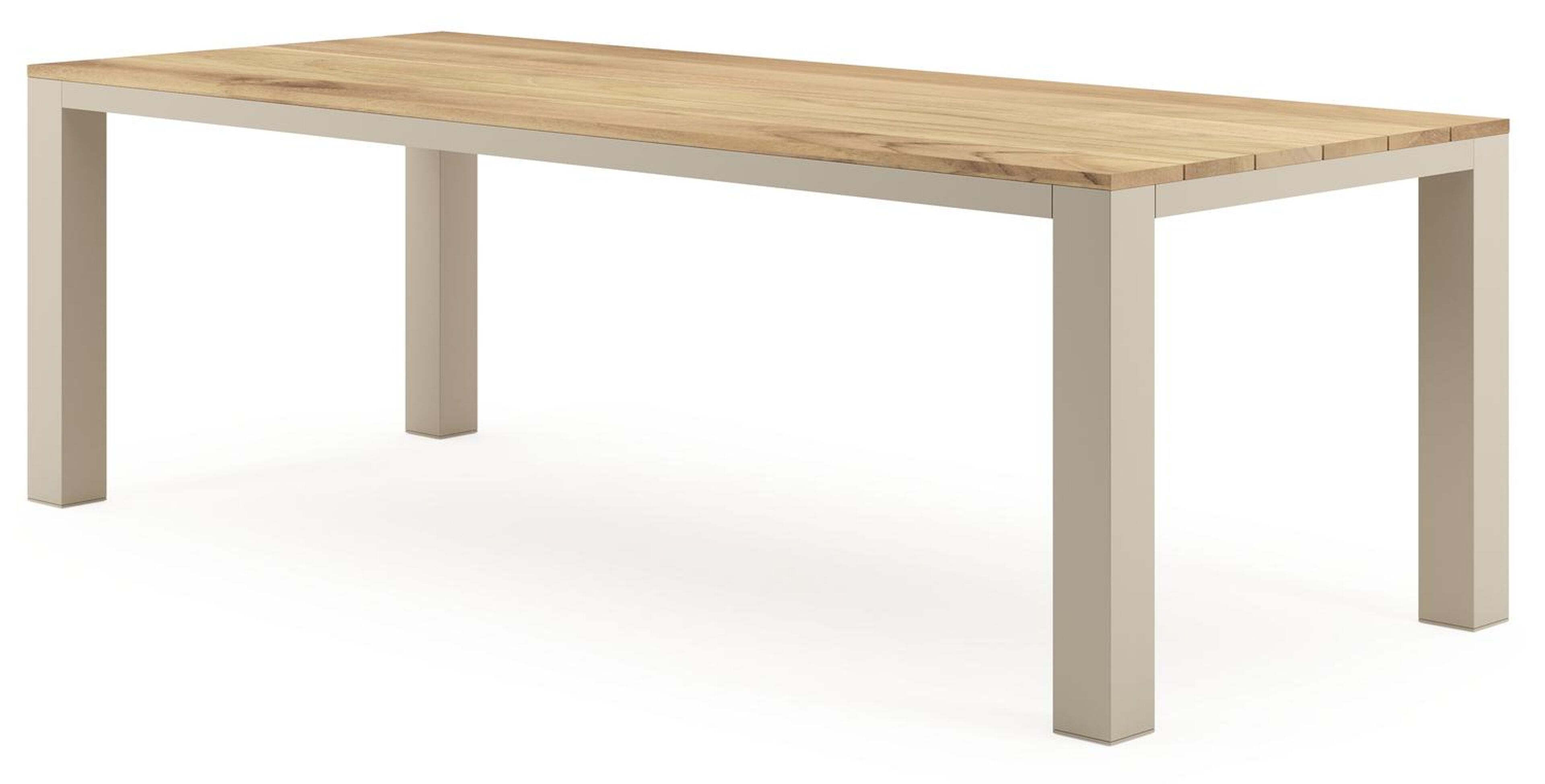 Table de jardin Nano rectangulaire en aluminium beige et teck Lg. 240 x Lrg. 100 x Haut. 750 cm