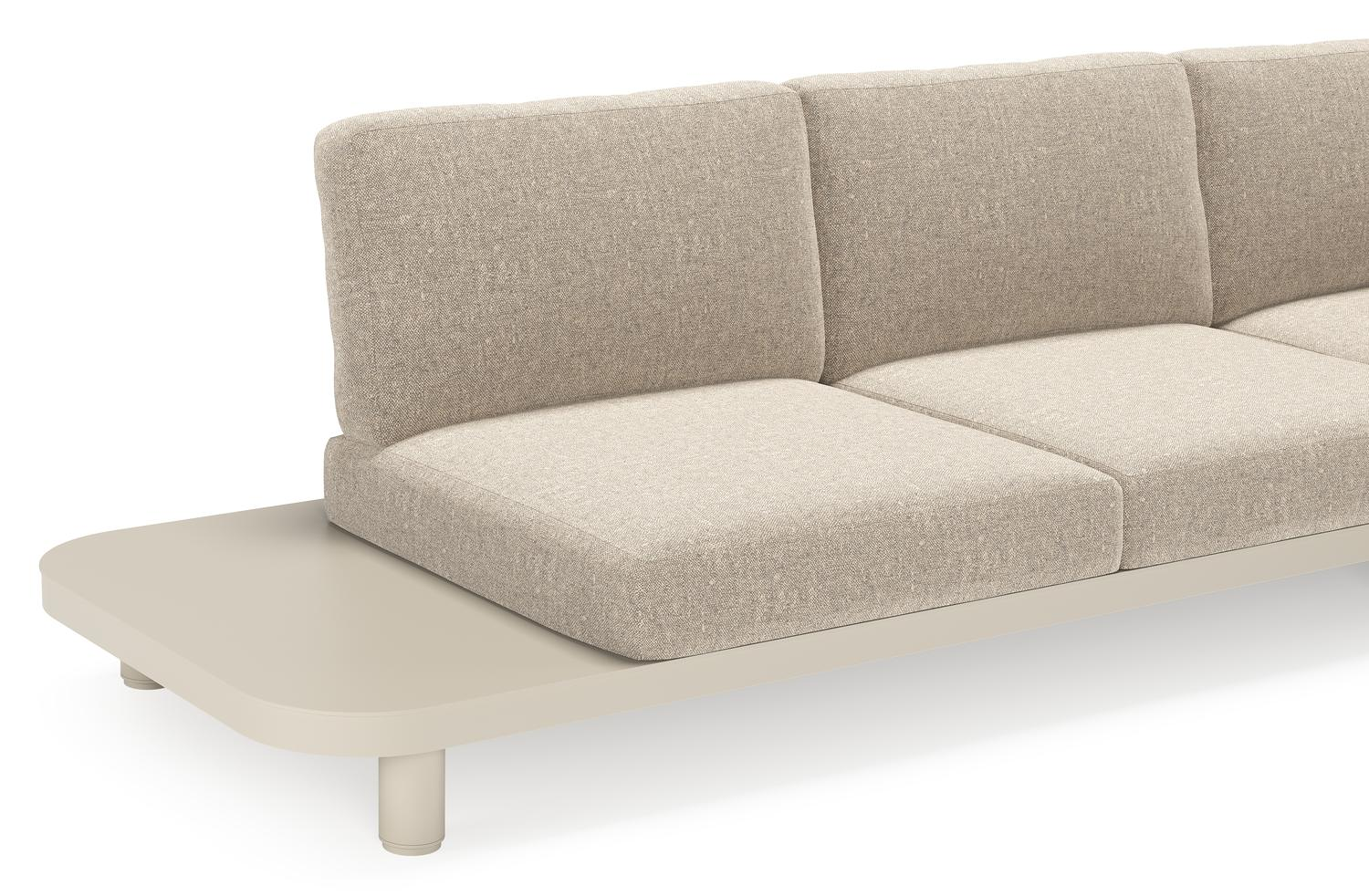 Donato loungehoek in beige aluminium met chartres pewter all weather sunbrella® luxe kussen